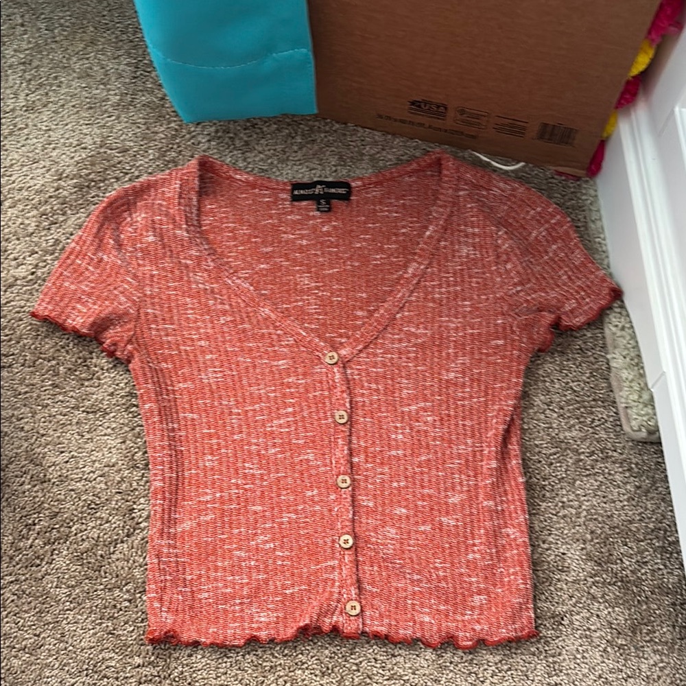 Orange Button-Up Women's Top
